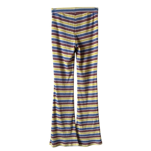 ZARA Y2K Ribbed Knit Pants Boho Flare Multicolor Striped Elastic Waist Size S - Picture 3 of 7